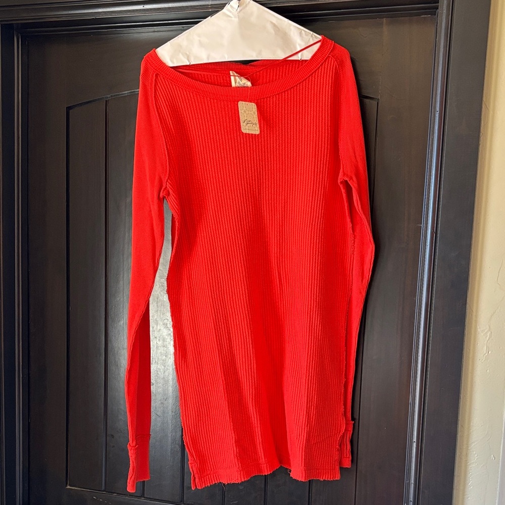 Free People Red Long Sleeve Top